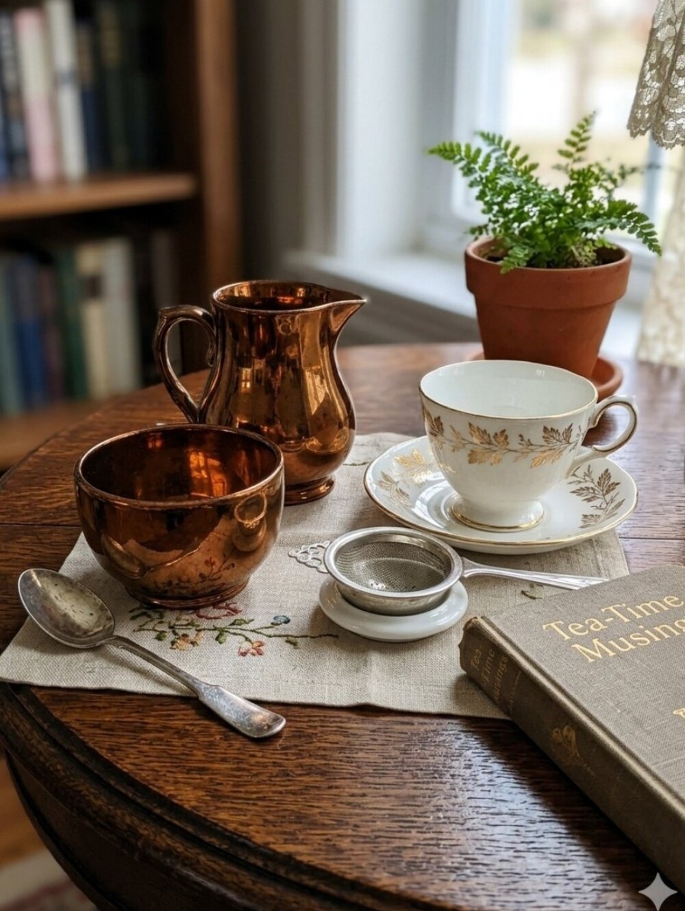 Harvest Ware Copper Luster Creamer & Sugar 1947-1955 England | Vintage
